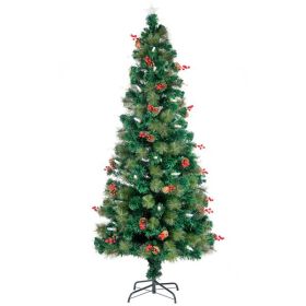 6.5ft Pre-Lit Fiber Optical Christmas Tree with Colorful Lights and 260 Branch Tips