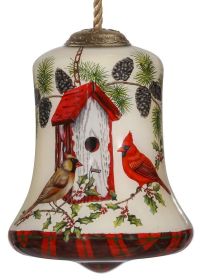 Home Tweet Home Cardinal Hand Painted Glass Hanging Ornament