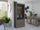 Montenegro Bar Cabinet, Double Door Cabinet, Five Built-in Wine Rack, Three Shelves