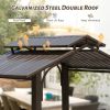 8√ó5FT Hardtop Grill Gazebo, Outdoor BBQ Gazebo w/Galvanized Steel Double Roof