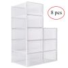 Clemate Upgraded X-Large Shoe Storage Box,8 Pack,Shoe Box Clear Plastic Stackable,Drop Front Shoe Box with Clear Door