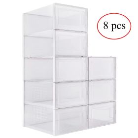 Clemate Upgraded X-Large Shoe Storage Box,8 Pack,Shoe Box Clear Plastic Stackable,Drop Front Shoe Box with Clear Door