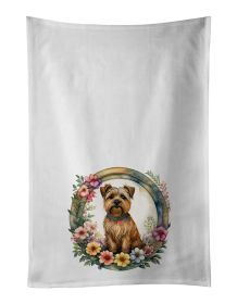 Norfolk Terrier and Flowers Kitchen Towel Set of 2 White Dish Towels Decorative Bathroom Hand towel for Hand, Face, Hair, Yoga, Tea, Dishcloth