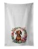 Dachshund and Flowers Kitchen Towel Set of 2 White Dish Towels Decorative Bathroom Hand towel for Hand, Face, Hair, Yoga, Tea, Dishcloth, 19 X 28"