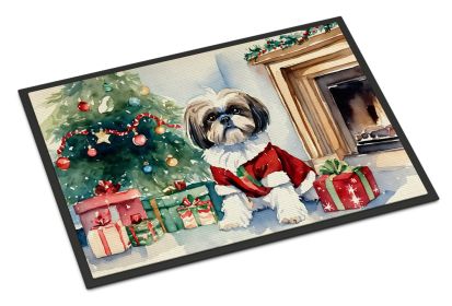 Shih Tzu Cozy Christmas Doormat Front Door Mat Indoor Outdoor Rugs for Entryway, Non Slip Washable Low Pile, 24H X 36W