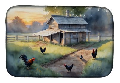 Chicken Coop at Dawn Dish Drying Mat Absorbent Dish Drying Mat Pad for Kitchen Counter Dish Drainer Mat for Countertop, 14 x 21", Multicolor