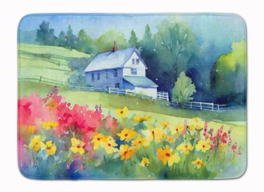 Massachusetts Mayflowers in Watercolor Memory Foam Kitchen Mat Machine Washable Anti-Fatigue Mat Cushion Comfort Bath Mat or Kitchen Rug