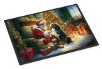 Bernese Mountain Dog and Santa Claus Doormat Front Door Mat Indoor Outdoor Rugs for Entryway, Non Slip Washable Low Pile, 24H X 36W