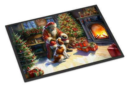 Brittany and Santa Claus Doormat Front Door Mat Indoor Outdoor Rugs for Entryway, Non Slip Washable Low Pile, 24H X 36W