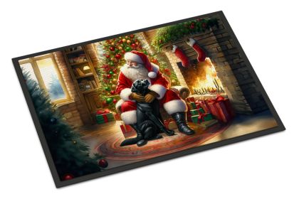 Labrador Retriever and Santa Claus Doormat Front Door Mat Indoor Outdoor Rugs for Entryway, Non Slip Washable Low Pile, 24H X 36W