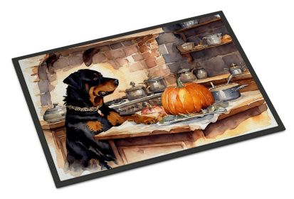 Rottweiler Fall Kitchen Pumpkins Doormat Front Door Mat Indoor Outdoor Rugs for Entryway, Non Slip Washable Low Pile, 24H X 36W