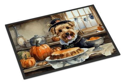 Lakeland Terrier Fall Kitchen Pumpkins Doormat Front Door Mat Indoor Outdoor Rugs for Entryway, Non Slip Washable Low Pile, 24H X 36W