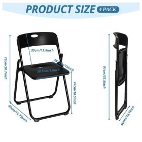 4 Pack Plastic Folding Chairs, Stackable Commercial Chairs, Portable Event Seats Indoor Outdoor for Home Event Party Picnic School Wedding, Black