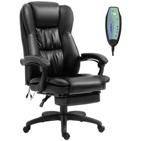 High Back Massage Office Chair with 6-Point Vibration, 5 Modes, Executive Chair, PU Leather Swivel Chair with Reclining Back, and Retractable Footrest