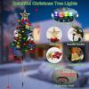 4Packs Solar Christmas Tree Lights Xmas Garden Decorations Tree Stake Lamp with Constant and Flashing Mode