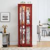 Lighted Glass Curio Display Cabinet,Display Cabinet,Glass Storage Cabinet Glass Wine cabinet Wood Frame Toy Display for Living Room, Kitchen