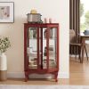 2 Doors Curio Cabinet with Tempered Glass Doors, Curio Cabinets with Mirrored Back Panel and Adjustable Shelves, Lighted Display Cabinet for Home