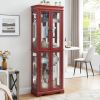 Lighted Glass Curio Display Cabinet,Display Cabinet,Glass Storage Cabinet Glass Wine cabinet Wood Frame Toy Display for Living Room, Kitchen