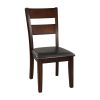 Cherry Finish Classic 7pc Dining Set Wooden Table Draw Leaf and 6 Side Chairs Faux Leather Upholstered Durable Furniture Transitional Style Ladder Bac