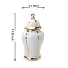 White Linear Gilded Ginger Jar with Removable Lid