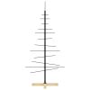 Metal Christmas Tree with Wooden Base Black 47.2"