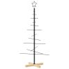 Metal Christmas Tree with Wooden Base Black 47.2"