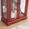 Lighted Glass Curio Display Cabinet,Display Cabinet,Glass Storage Cabinet Glass Wine cabinet Wood Frame Toy Display for Living Room, Kitchen