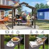 8√ó5FT Hardtop Grill Gazebo, Outdoor BBQ Gazebo w/Galvanized Steel Double Roof