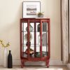 2 Doors Curio Cabinet with Tempered Glass Doors, Curio Cabinets with Mirrored Back Panel and Adjustable Shelves, Lighted Display Cabinet for Home