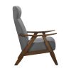 Modern Accent Chair 1pc Gray High-Back Chair Cushion Seat and Back Walnut Finish Solid Wood Living Room Furniture