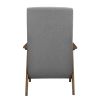 Modern Accent Chair 1pc Gray High-Back Chair Cushion Seat and Back Walnut Finish Solid Wood Living Room Furniture