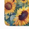 Kansas Sunflowers in Watercolor Memory Foam Kitchen Mat Machine Washable Anti-Fatigue Mat Cushion Comfort Bath Mat or Kitchen Rug