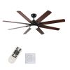 72 inch Large Ceiling Fans with Lights and Remote, Indoor/Outdoor Black Modern Ceiling Fan for Kitchen Living Room Patio