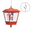 Christmas Hanging Lamp with LED Light and Santa Red 10.6"x10.6"x17.7"