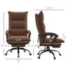 Executive Massage Office Chair with 6 Vibration Points, Microfiber Computer Desk Chair, Heated Reclining Chair with Footrest, Armrest, Double Padding