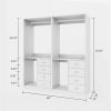 Wooden Closet System with 4 Drawers Storage Cabinet 2 Hanging Rails and Shelves Clothes Built-in Garment Rack Walk-in Closet Organizer for Bedroom Whi