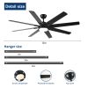 72 inch Large Ceiling Fans with Lights and Remote, Indoor/Outdoor Black Modern Ceiling Fan for Kitchen Living Room Patio