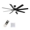 72 inch Large Ceiling Fans with Lights and Remote, Indoor/Outdoor Black Modern Ceiling Fan for Kitchen Living Room Patio