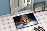 Akita and Santa Claus Doormat Front Door Mat Indoor Outdoor Rugs for Entryway, Non Slip Washable Low Pile, 24H X 36W