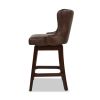 Holmes Tufted High-Back 360 Swivel Counter-Height Barstool, Mid Brown Faux Leather