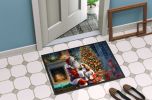 Cavalier Spaniel and Santa Claus Doormat Front Door Mat Indoor Outdoor Rugs for Entryway, Non Slip Washable Low Pile, 24H X 36W