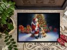 Akita and Santa Claus Doormat Front Door Mat Indoor Outdoor Rugs for Entryway, Non Slip Washable Low Pile, 24H X 36W