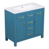 36'' Bathroon Vanity with Resin Sink Combo Set,Modern Freestanding Single Bathroom Cabinet with 4 Drawers & 2 Cabinets,Storage Cabinet for Bathroom