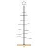 Metal Christmas Tree with Wooden Base Black 47.2"