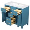 36'' Bathroon Vanity with Resin Sink Combo Set,Modern Freestanding Single Bathroom Cabinet with 4 Drawers & 2 Cabinets,Storage Cabinet for Bathroom