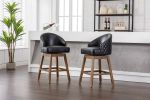 COOLMORE Bar Stools Set of 2 Counter Height Chairs with Footrest for Kitchen, Dining Room And 360 Degree Swivel