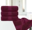 Luxury Bath Towels Set of 4 Large 700 GSM Cotton Ultra Soft Bath Towels 27x54 inch Highly Absorbent and Quick Dry Wine Red