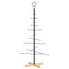 Metal Christmas Tree with Wooden Base Black 47.2"