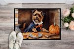 Border Terrier Fall Kitchen Pumpkins Doormat Front Door Mat Indoor Outdoor Rugs for Entryway, Non Slip Washable Low Pile, 24H X 36W