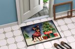 Miniature Pinscher Cozy Christmas Doormat Front Door Mat Indoor Outdoor Rugs for Entryway, Non Slip Washable Low Pile, 24H X 36W